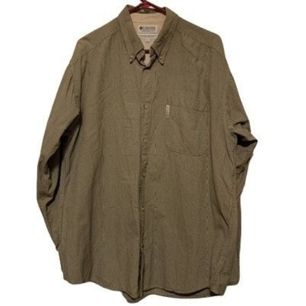 Columbia Size XL Brown Checked Long Sleeved Button Shirt